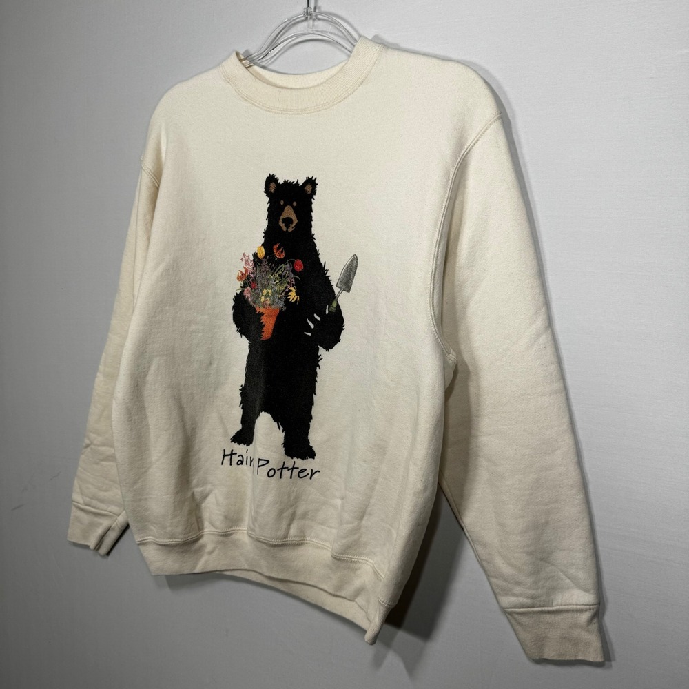 Fruit of the Loom Hairy Potter Bear Sweatshirt Mens Medium Cream - Picture 3 of 6
